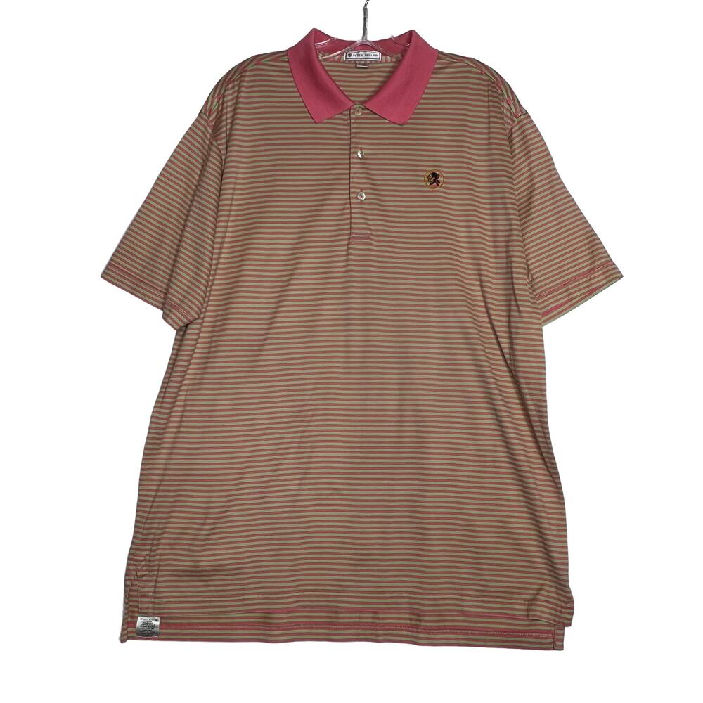 Peter Millar Short Sleeve Polo Shirt Pink Green Mens Large